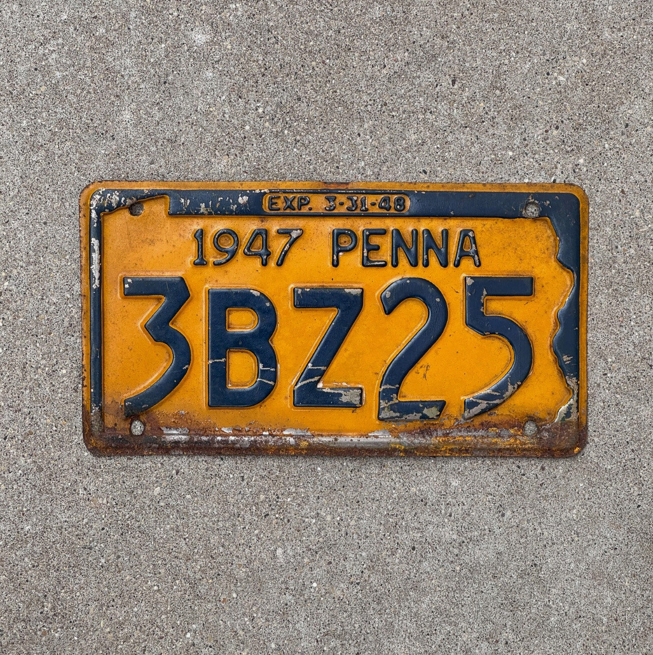 Photo of a 1947 Pennsylvania License Plate Auto Tag Garage Decor Vintage 3 BZ 25