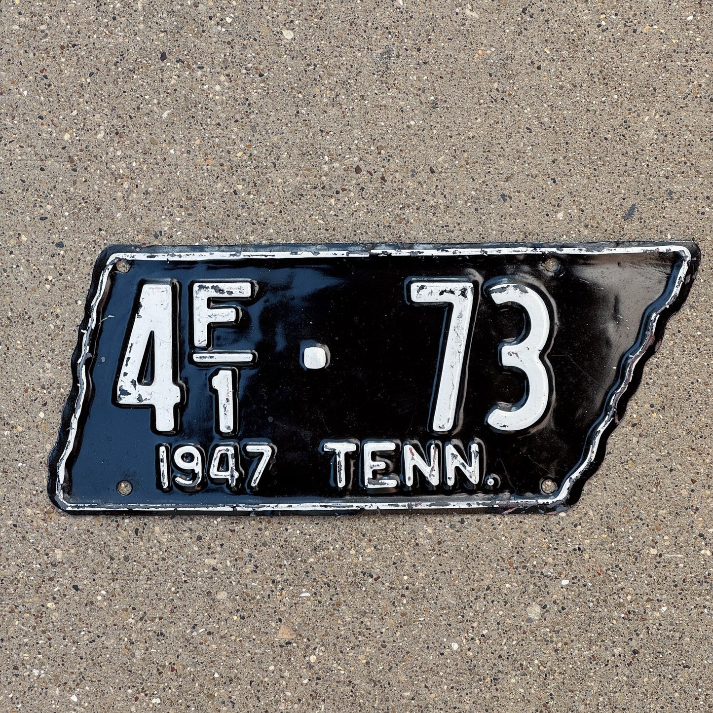 Photo of a 1947 Tennessee Farm License Plate Auto Tag Garage Decor Vintage State Shape 4 F1 73