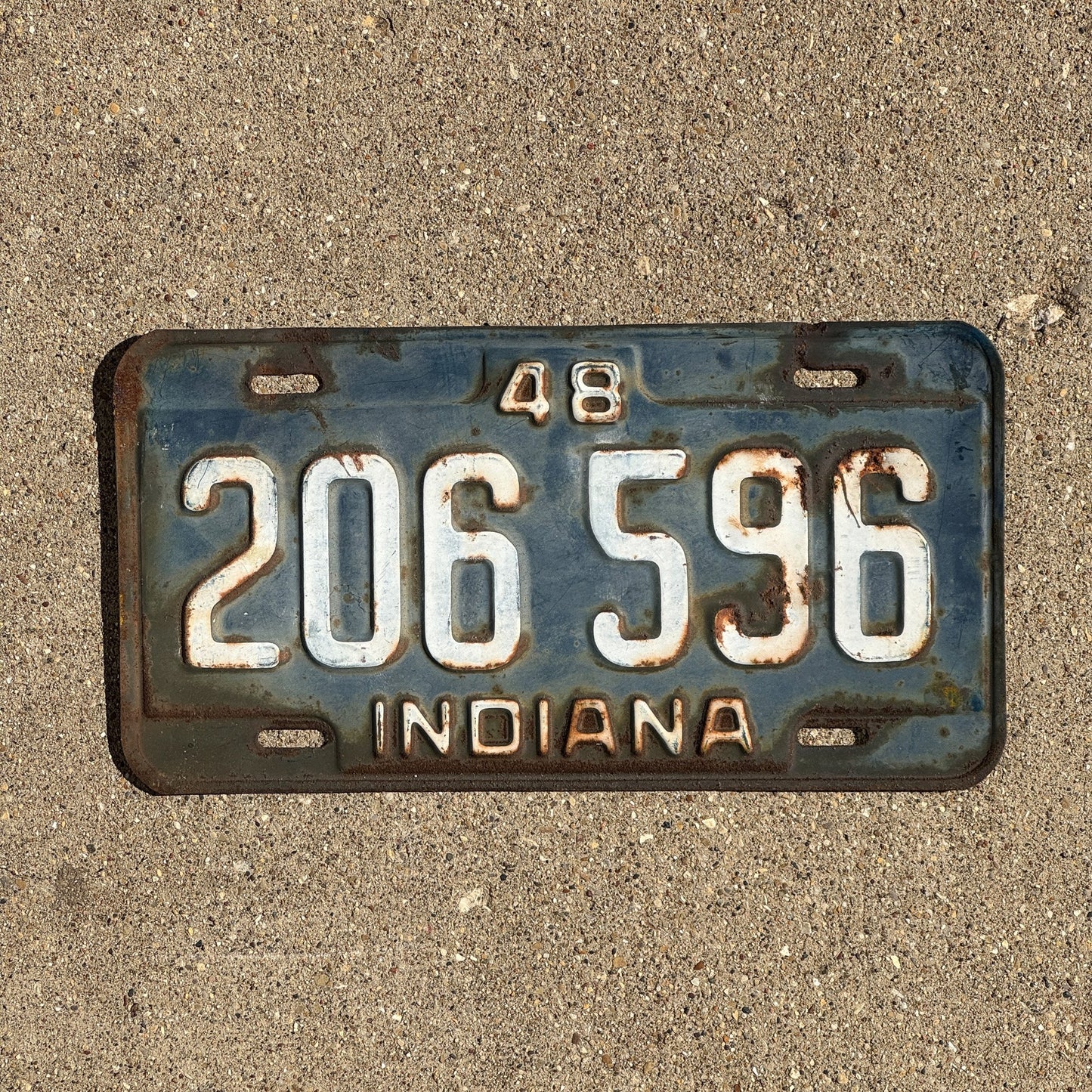 Photo of a 1948 Indiana License Plate Auto Tag Garage Decor Vintage 206 596