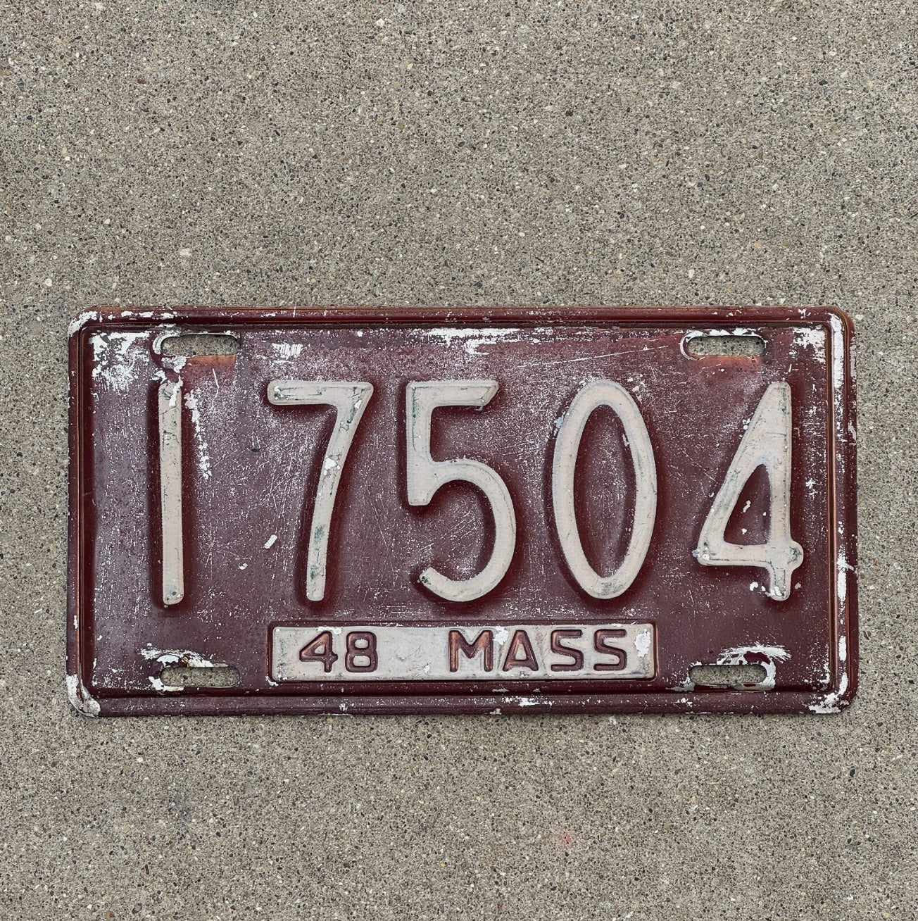 Photo of a 1948 Massachusetts License Plate Auto Tag Garage Decor Vintage 17504