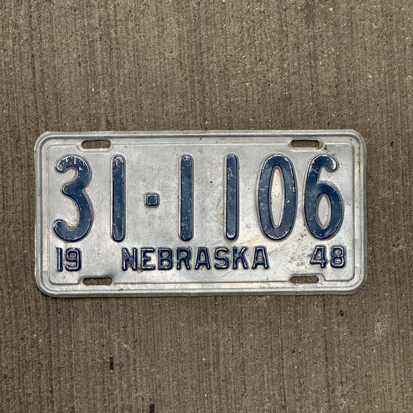Photo of a 1948 Nebraska License Plate Auto Tag Garage Decor Vintage 31 1106