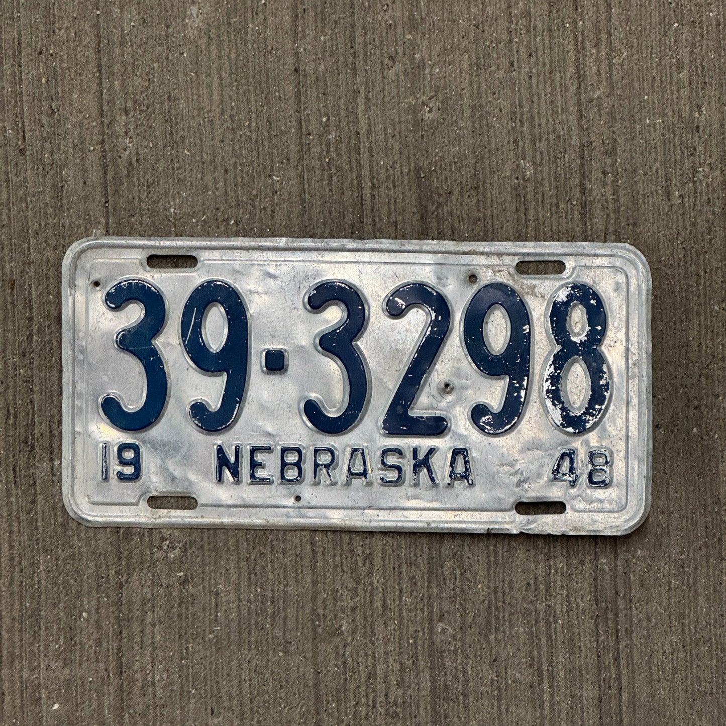 Photo of a 1948 Nebraska License Plate Auto Tag Garage Decor Vintage 39 3298