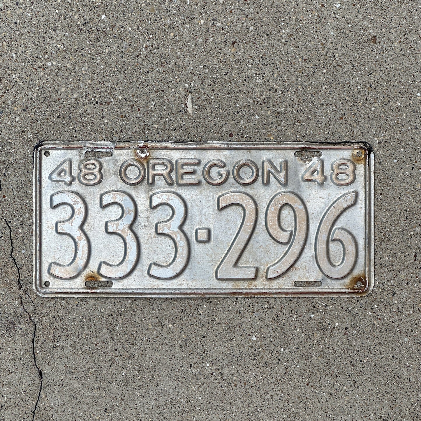 Photo of a 1948 Oregon License Plate Auto Tag Garage Decor Vintage Repeat Repeating 333 296