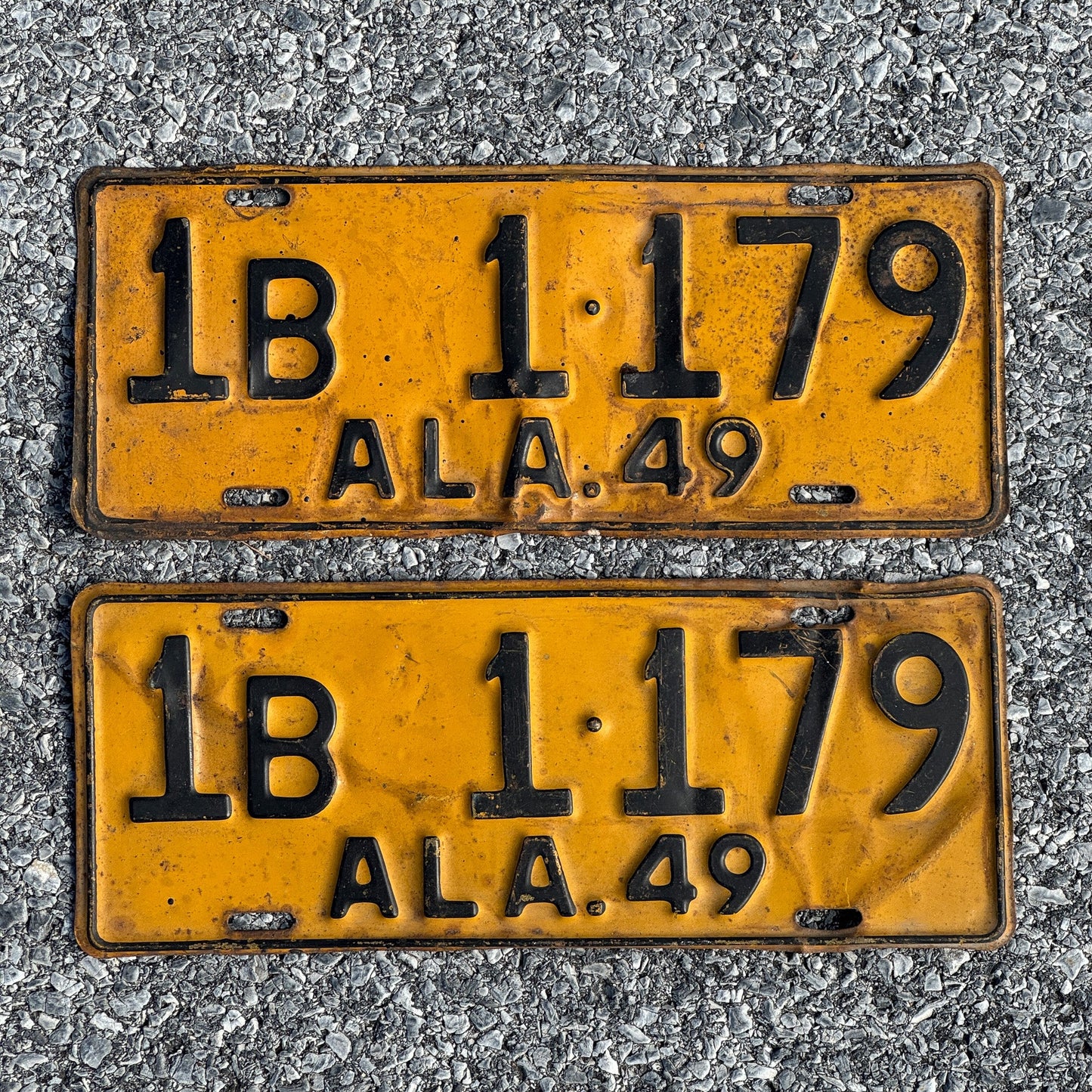 Photo of a 1949 Alabama License Plate Pair Auto Tag Garage Decor Vintage Car Show 1B 1179