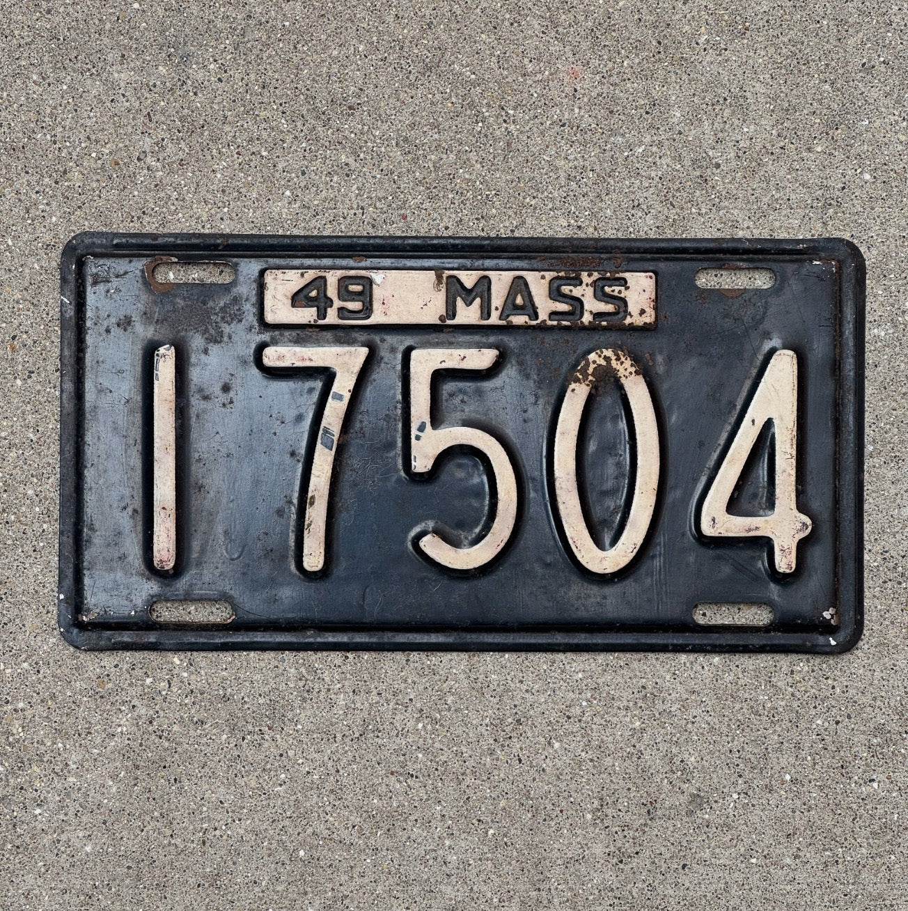 Photo of a 1949 Massachusetts License Plate Auto Tag Garage Decor Vintage 17504