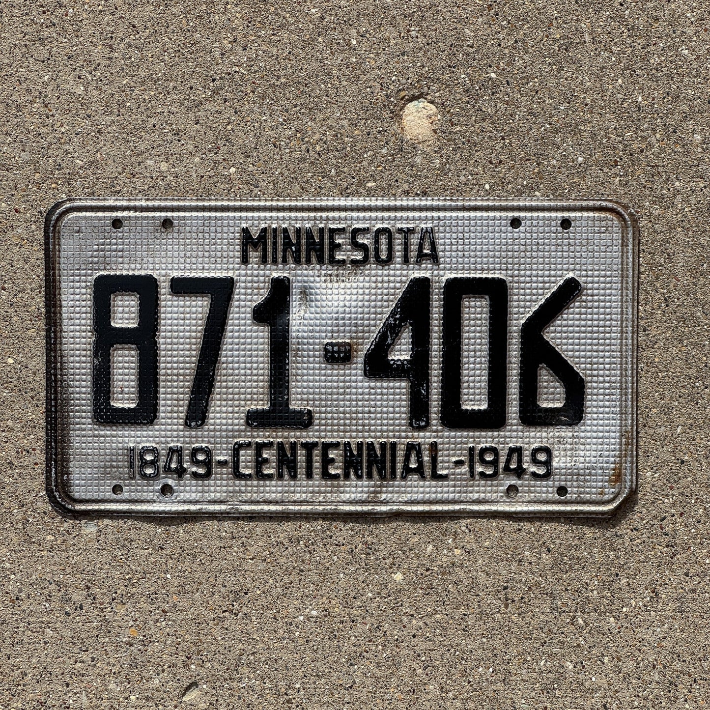 Photo of a 1949 Minnesota License Plate Auto Tag Garage Decor Vintage Waffle Style 871 406