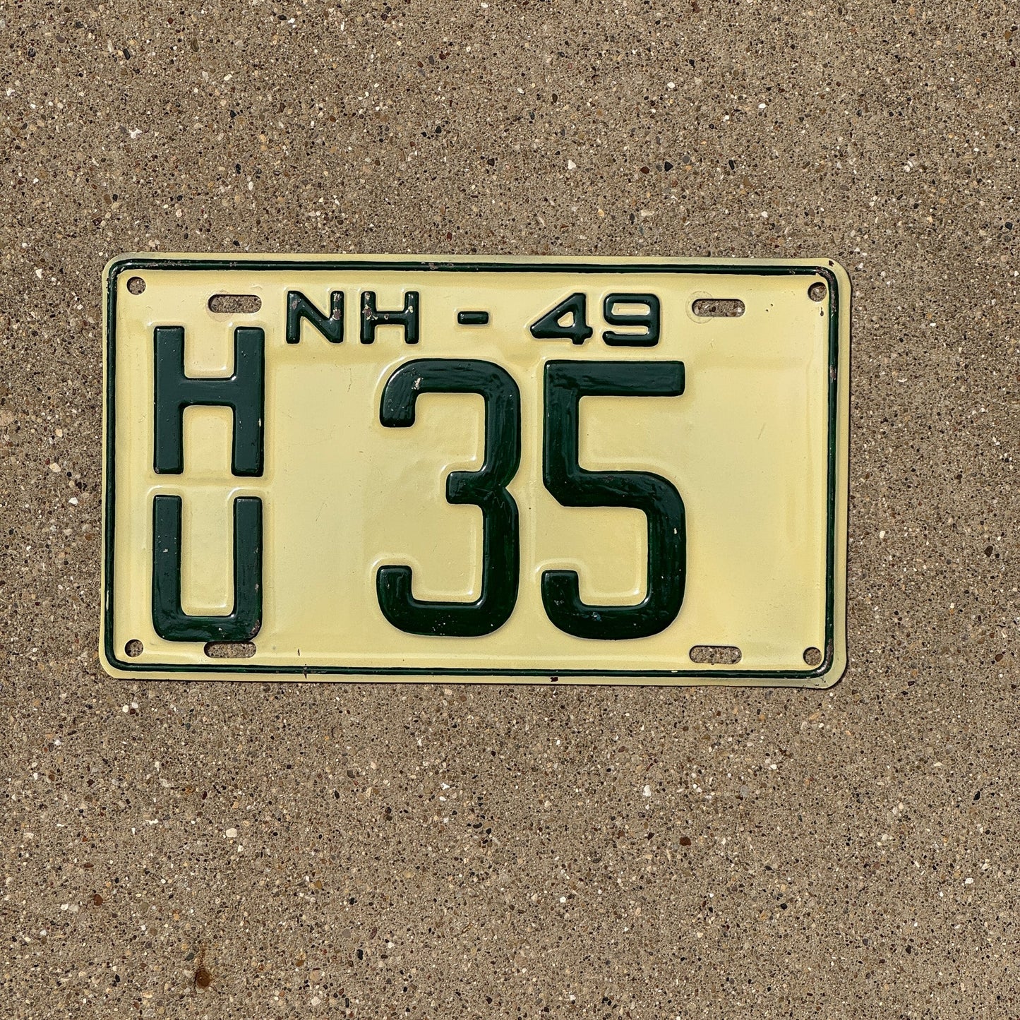 Photo of a 1949 New Hampshire License Plate Auto Tag Garage Decor Vintage HU 35