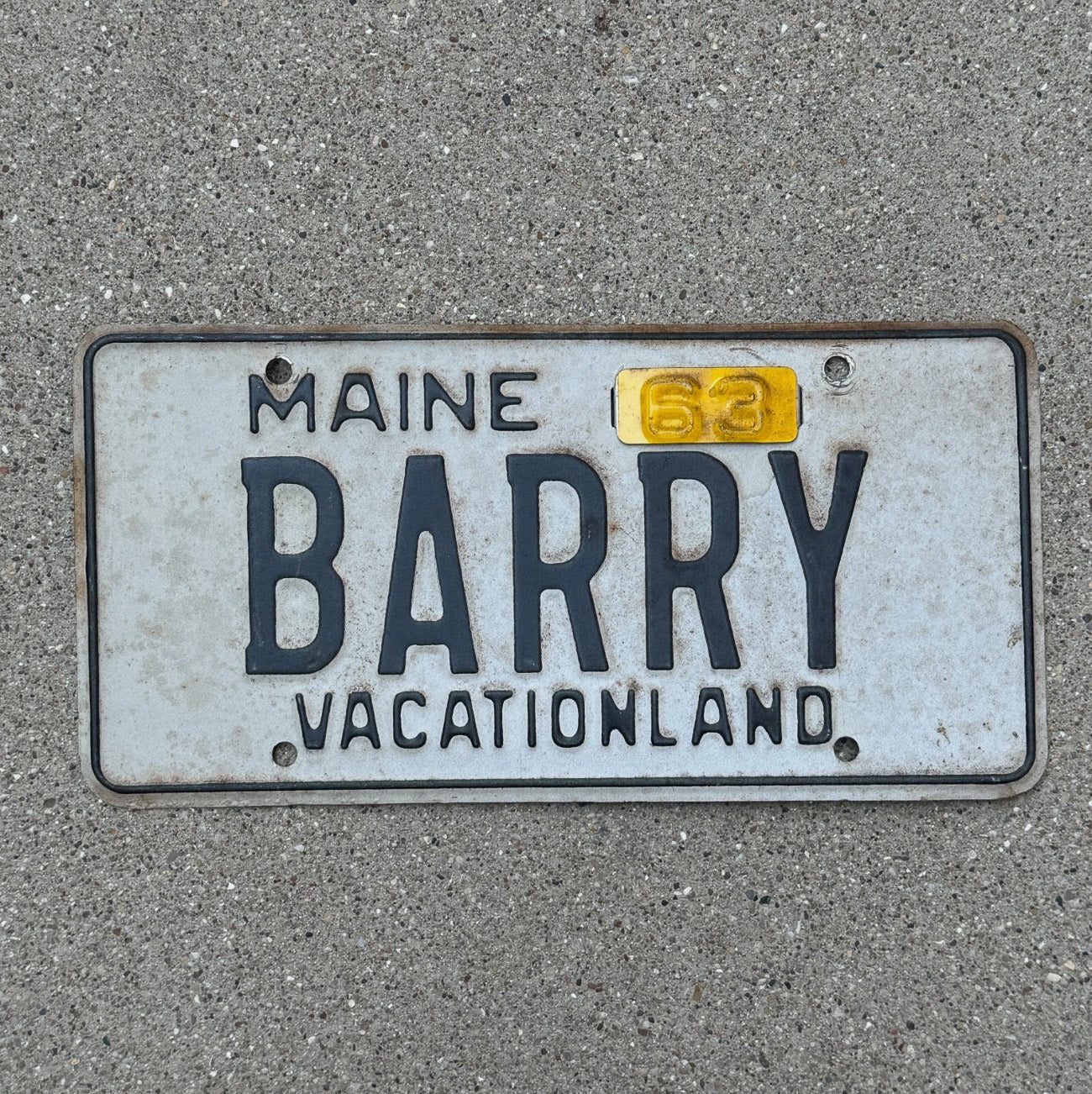 Photo of a 1950 1953 Maine License Plate Auto Tag 1 Garage Decor Name BARRY