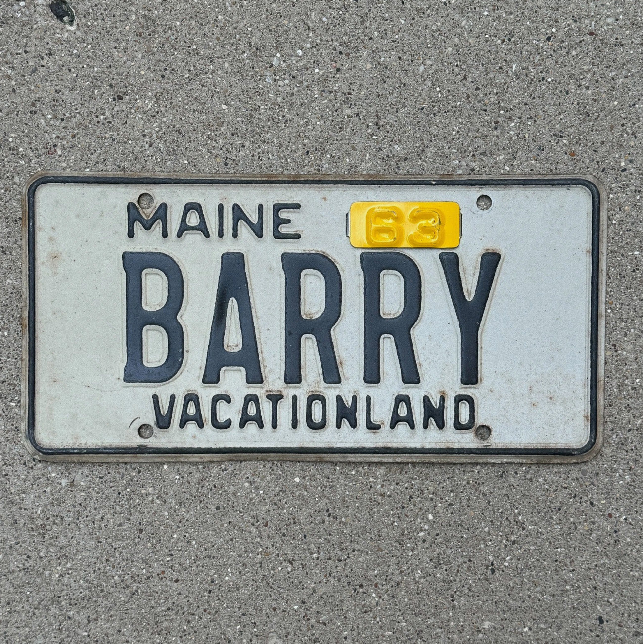 Photo of a 1950 1953 Maine License Plate Auto Tag 2 Garage Decor Name BARRY