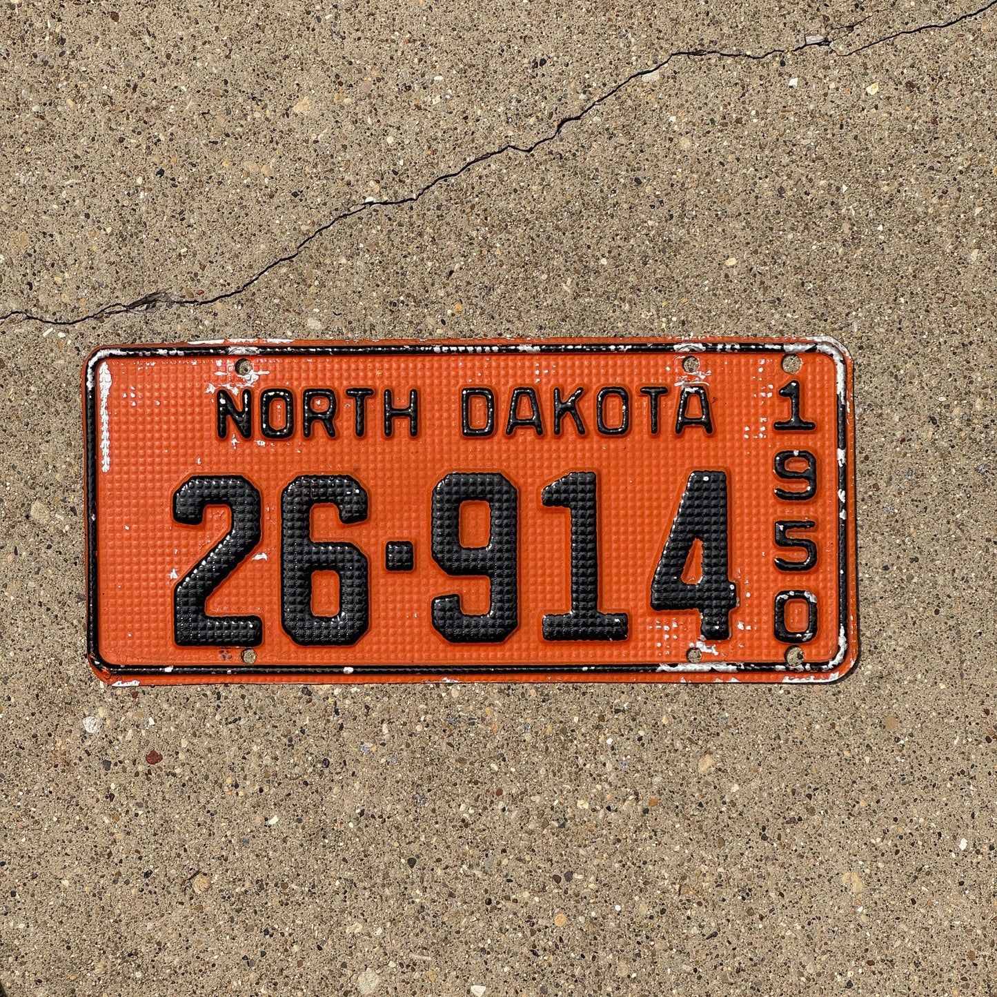 Photo of a 1950 North Dakota License Plate Auto Tag Garage Decor Vintage Waffle 26 914