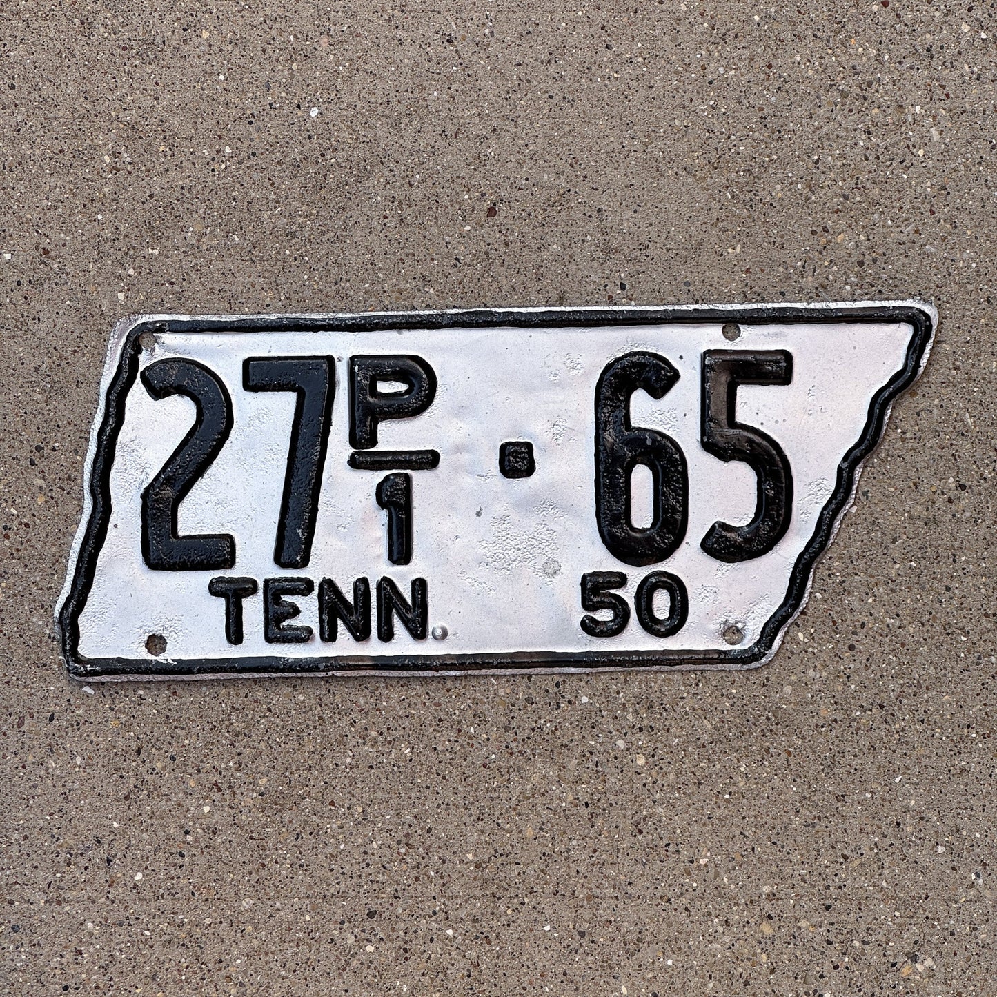 Photo of a 1950 Tennessee Truck License Plate Auto Tag Garage Decor Vintage State Shape 27 P1 65