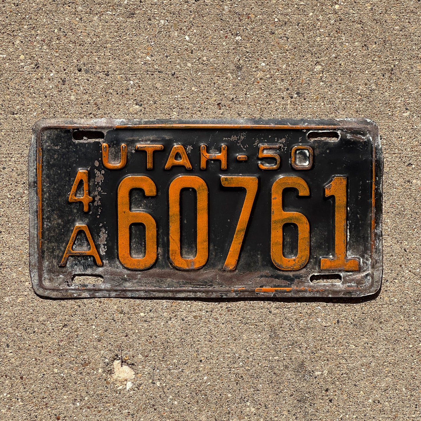 Photo of a 1950 Utah TRUCK License Plate Auto Tag Garage Decor Vintage Commercial 4A 6061