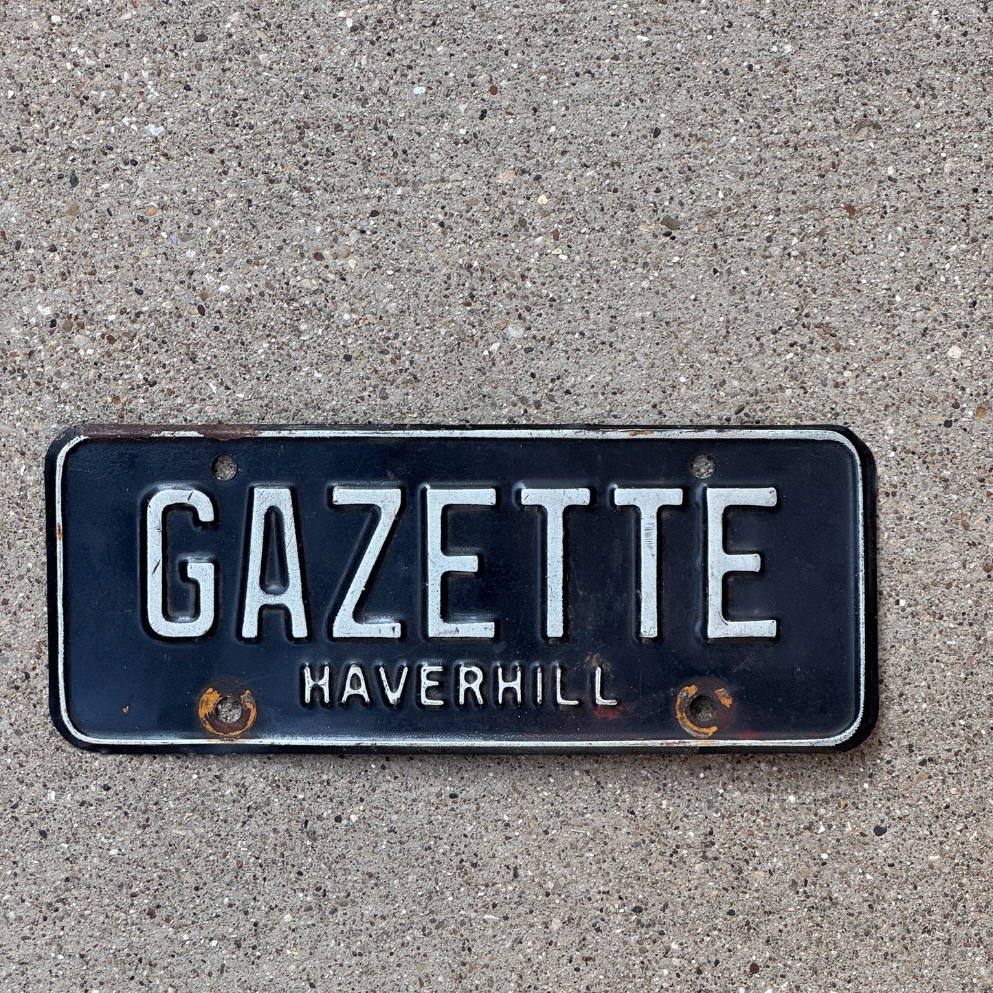 Photo of a 1950s Era Massachusetts License Plate Auto Tag Garage Decor Vintage Haverhill GAZETTE