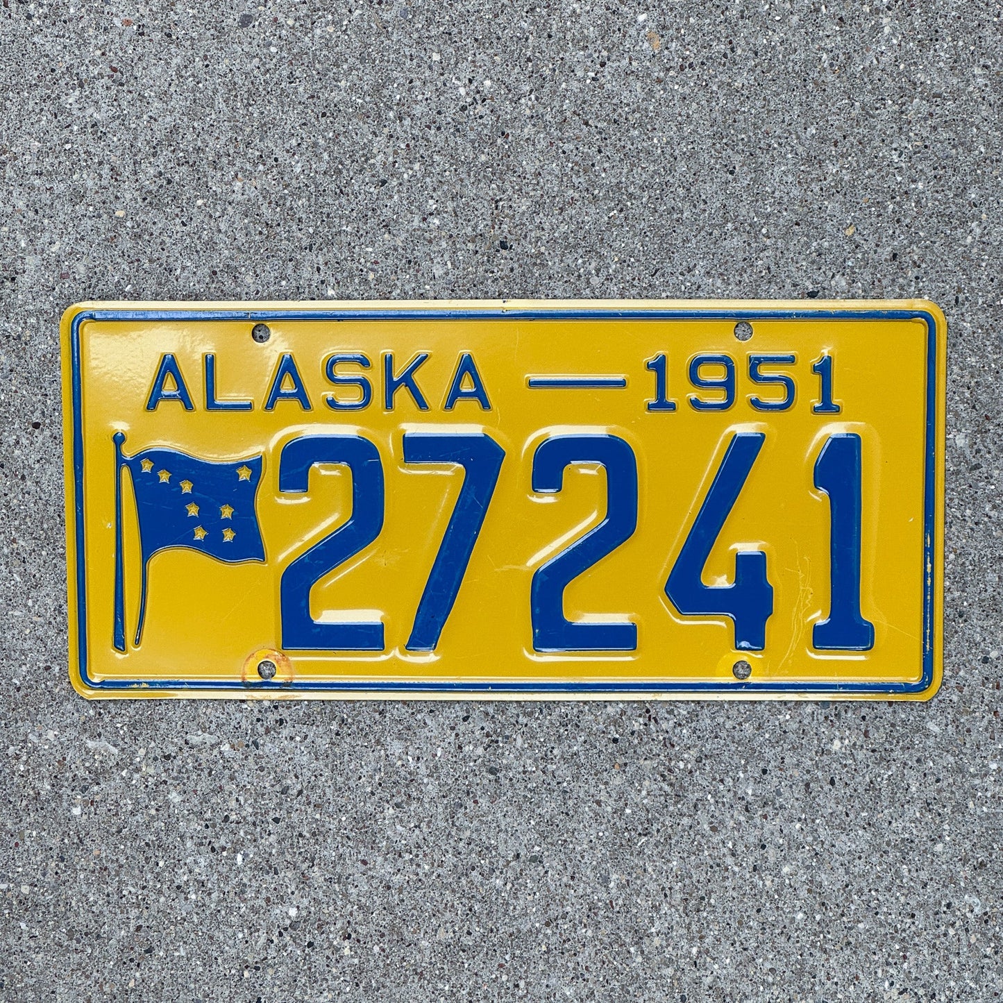 Photo of a 1951 Alaska License Plate Auto Tag Garage Decor Vintage High Quality 27241 with original patina