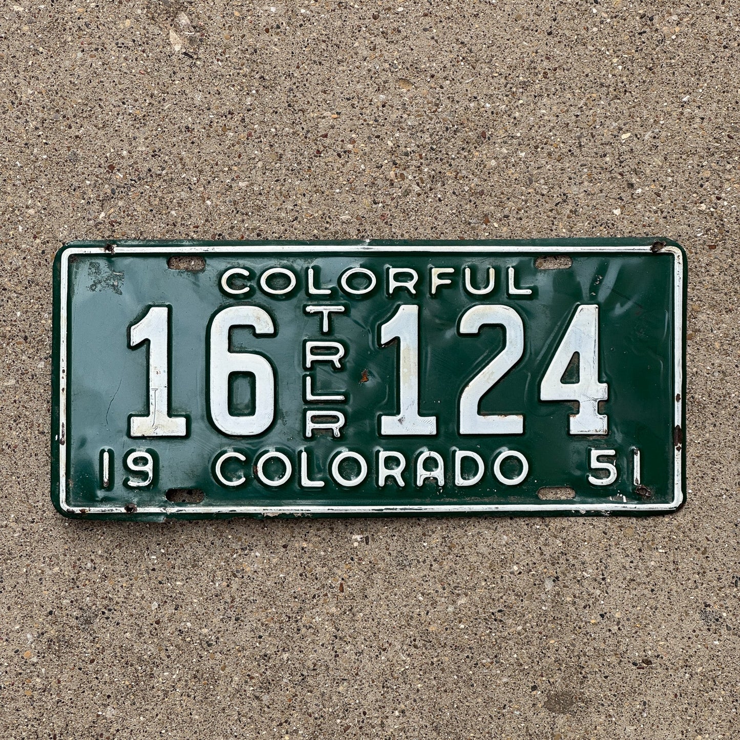 Photo of a 1951 Colorado TRAILER License Plate Auto Tag Garage Decor Vintage 16 124