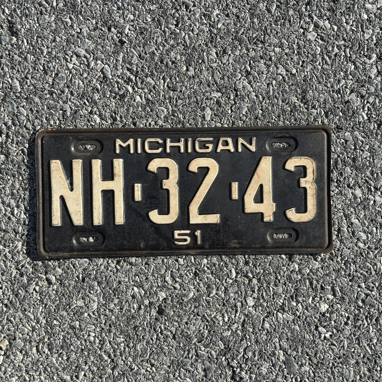 Photo of a 1951 Michigan License Plate Auto Tag Garage Decor Vintage NH 3243