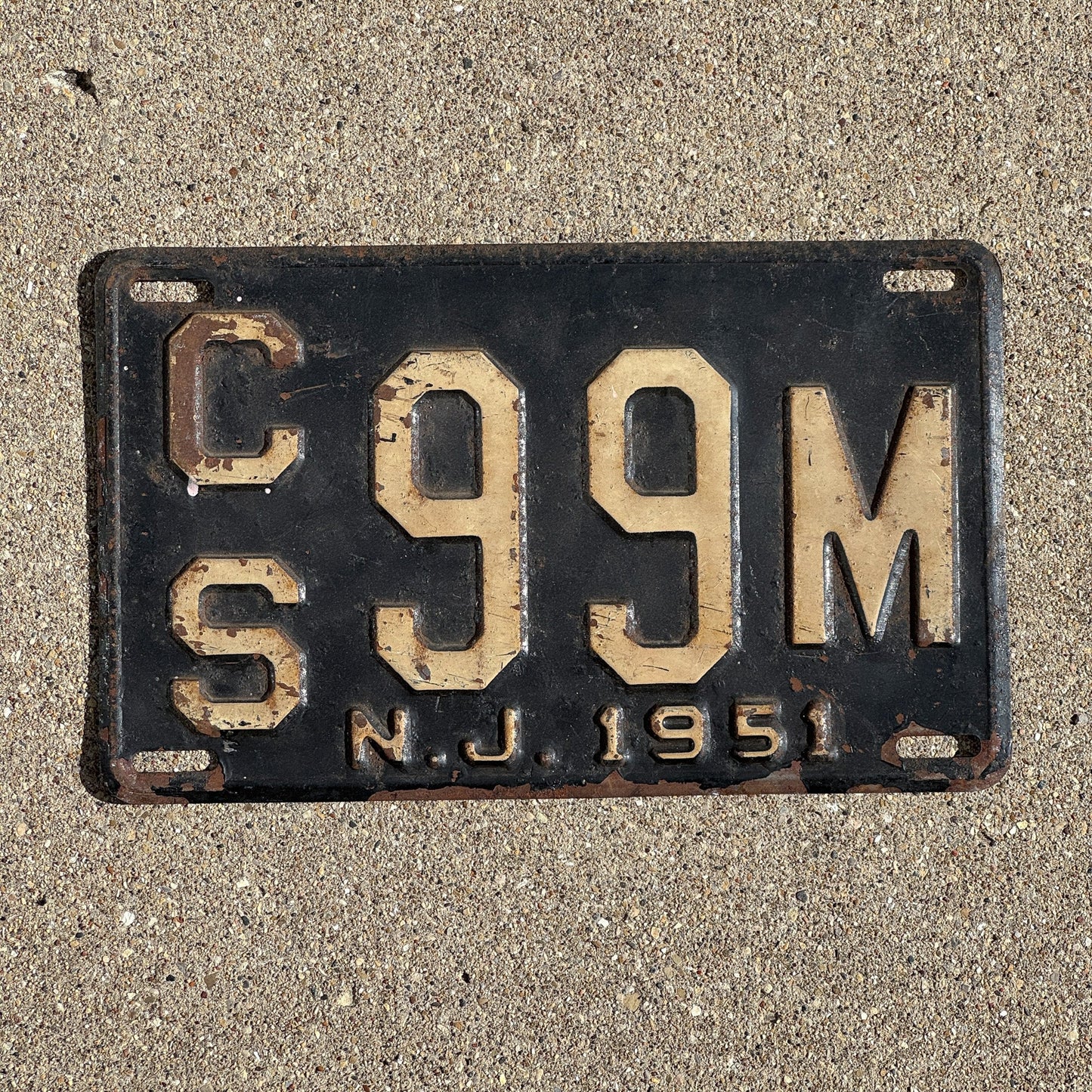 Photo of a 1951 New Jersey License Plate Auto Tag Garage Decor Vintage CS 99 M