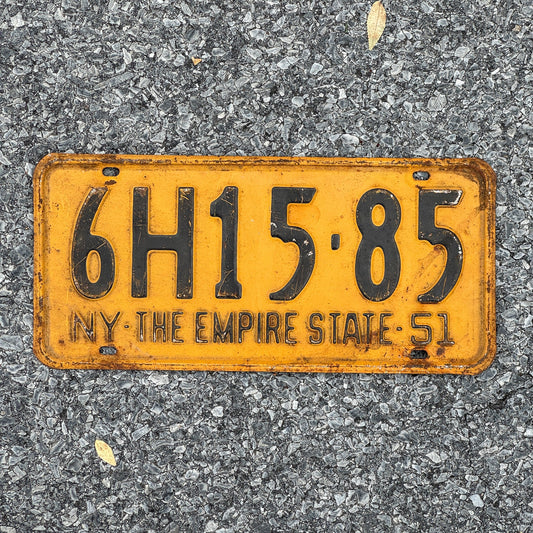Photo of a 1951 New York License Plate Auto Tag Garage Decor Vintage 6H15 85