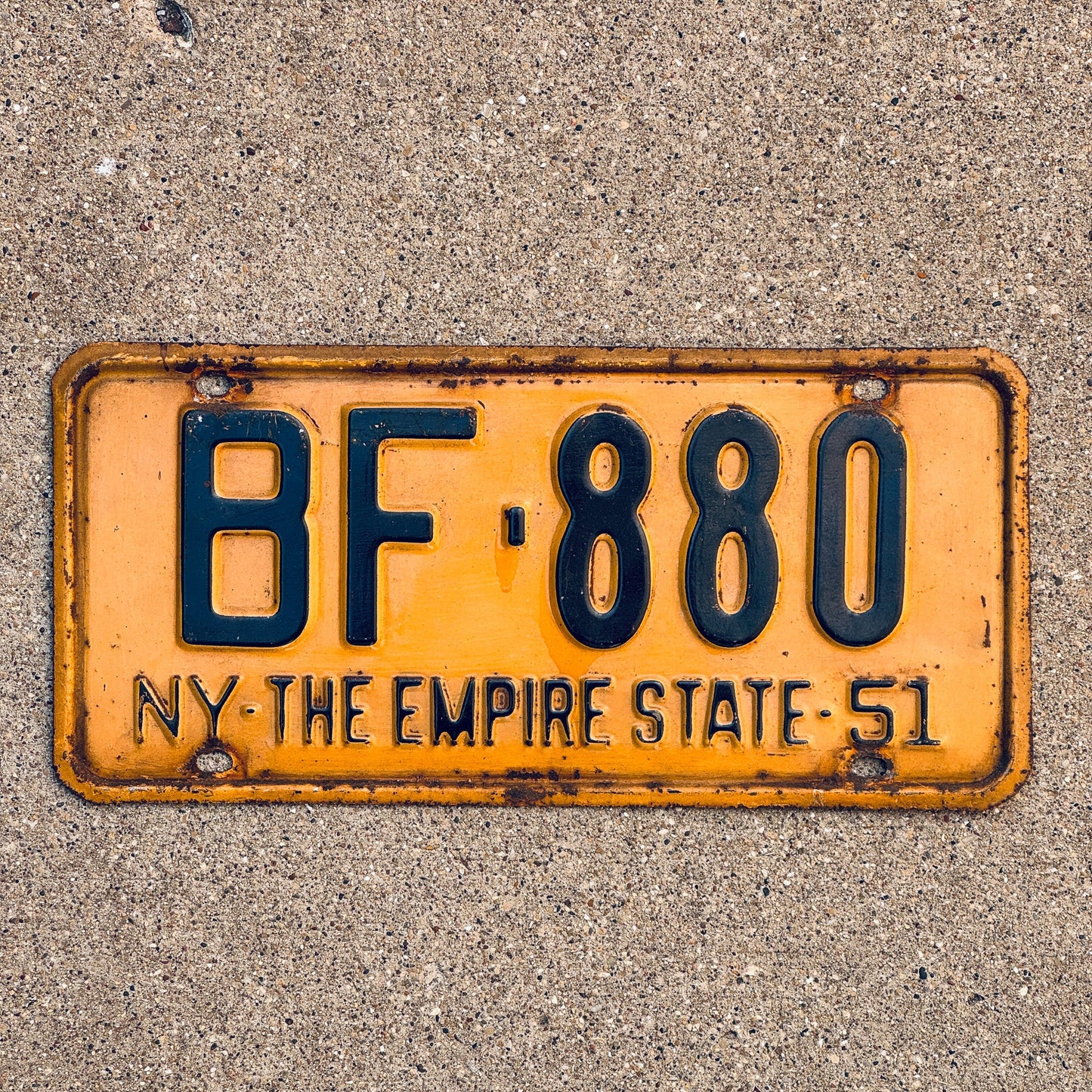 Photo of a 1951 New York License Plate Auto Tag Garage Decor Vintage Empire State BF 880