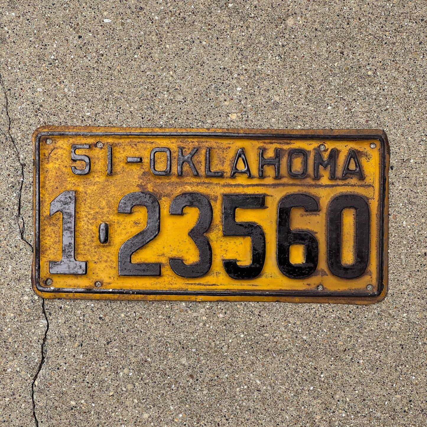 Photo of a 1951 Oklahoma License Plate Auto Tag Garage Decor Vintage 1 23560