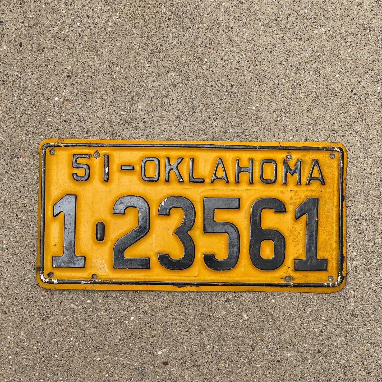 Photo of a 1951 Oklahoma License Plate Auto Tag Garage Decor Vintage 1 23561