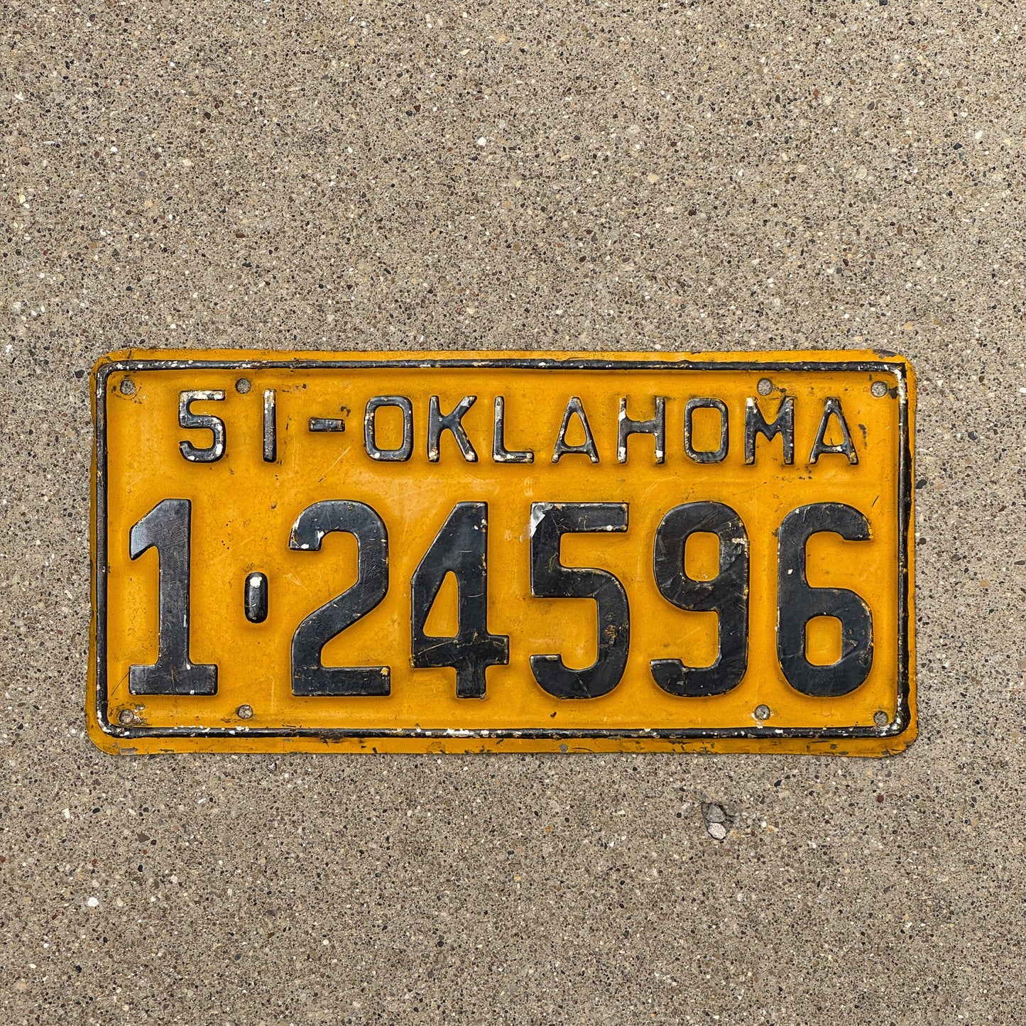 Photo of a 1951 Oklahoma License Plate Auto Tag Garage Decor Vintage 1 24596