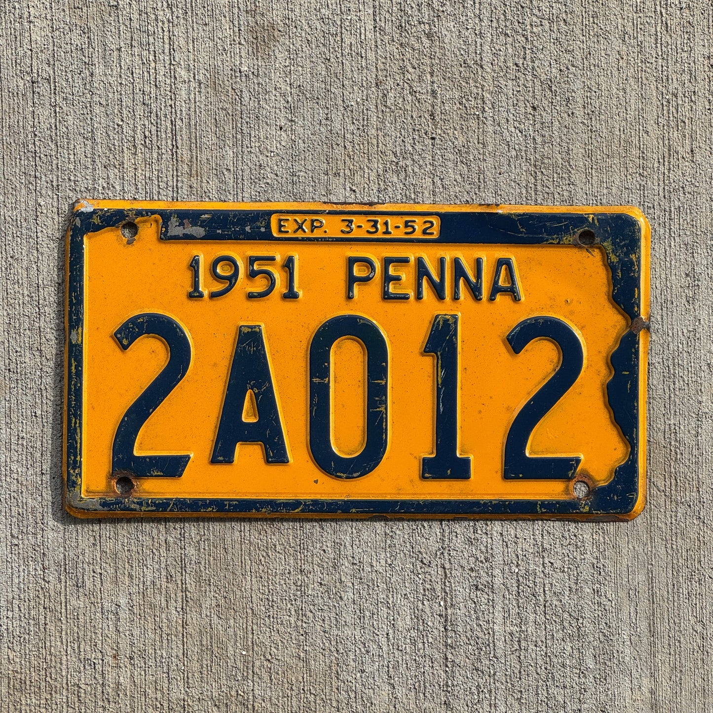 Photo of a 1951 Pennsylvania License Plate Auto Tag Garage Decor Vintage 2 A 012