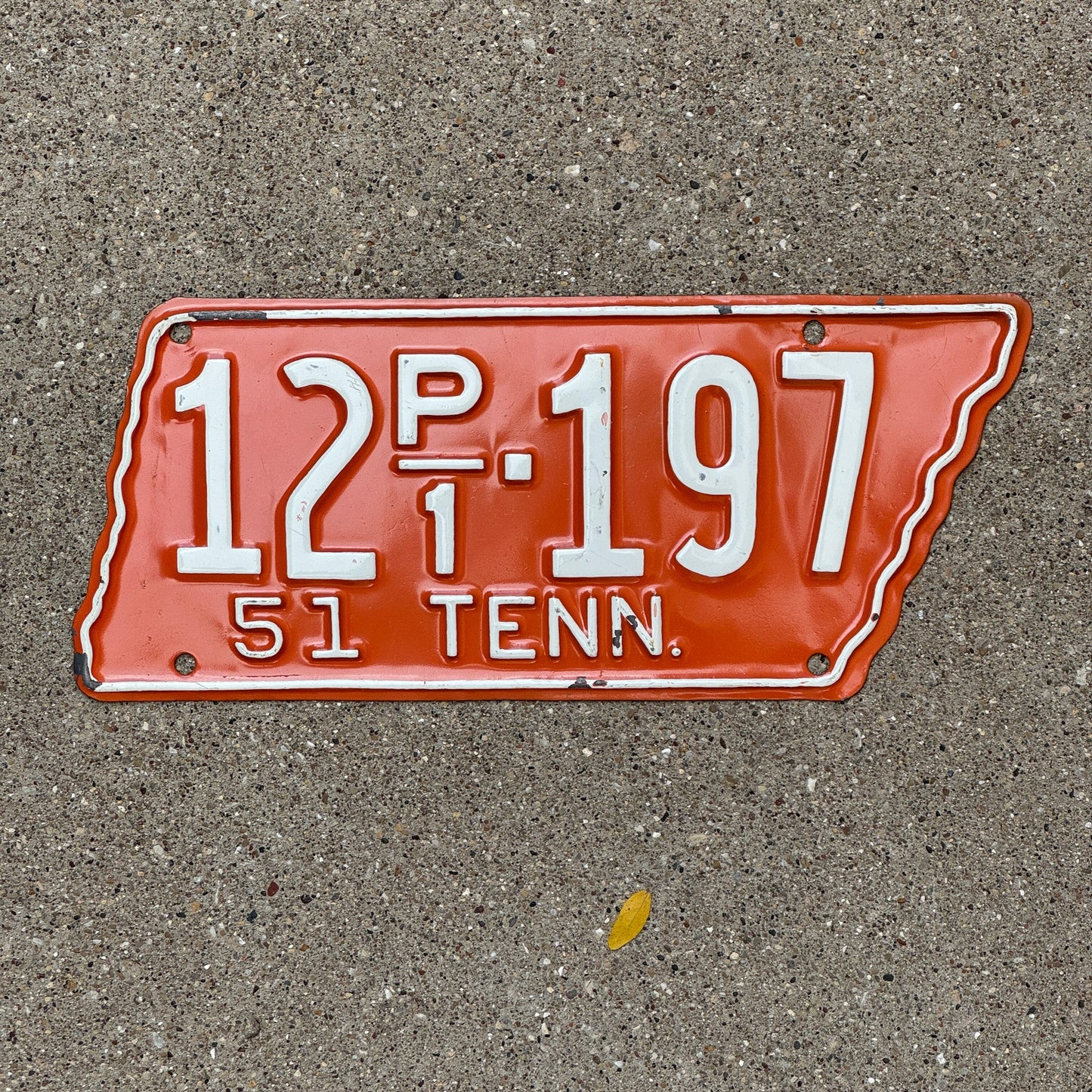 Photo of a 1951 Tennessee Truck License Plate Auto Tag Garage Decor Vintage State Shape Vols Colors 12 P1 197