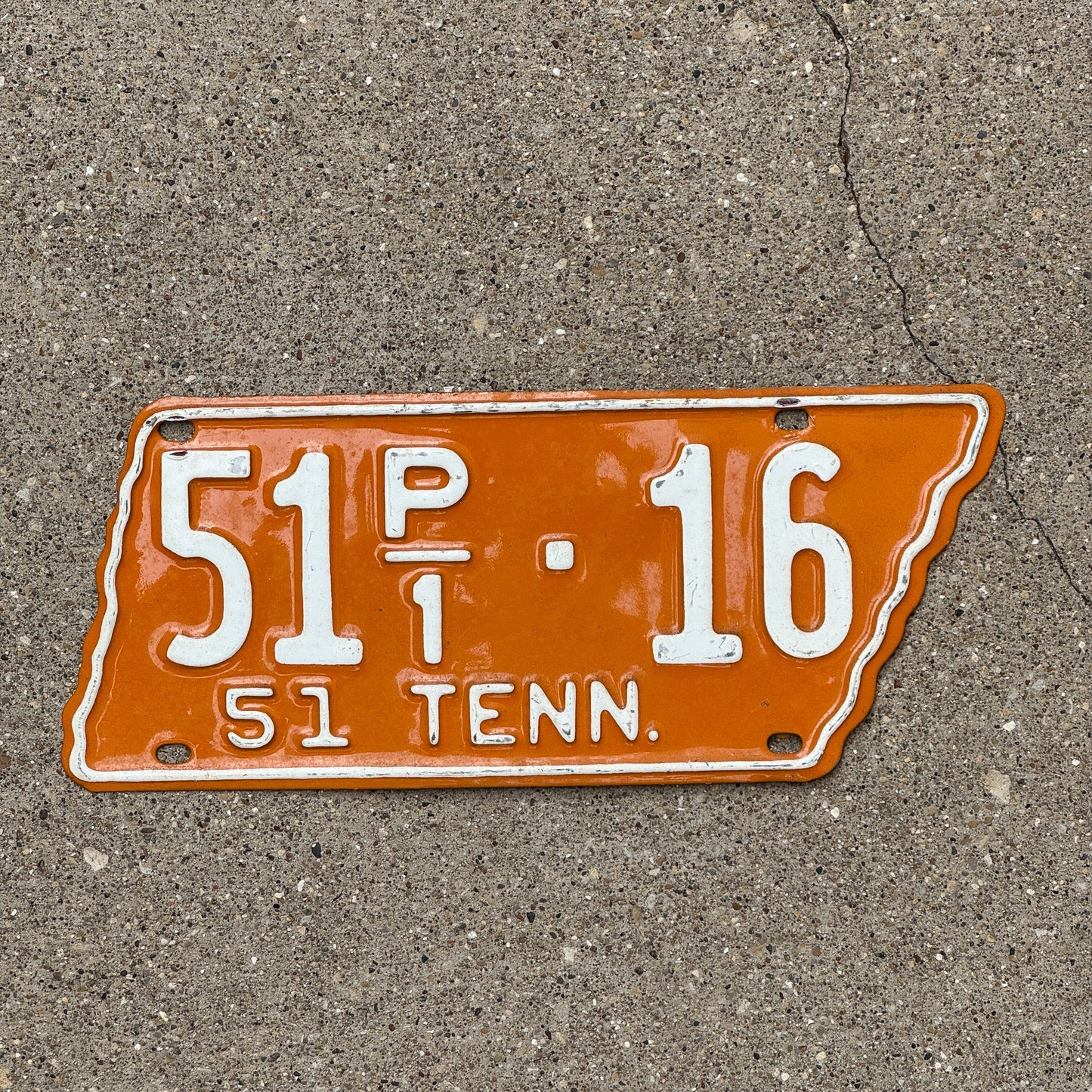 Photo of a 1951 Tennessee Truck License Plate Auto Tag Garage Decor Vintage State Shape Vols Colors 51 P1 16