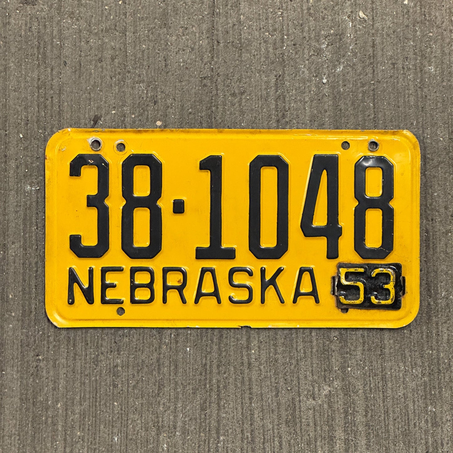 Photo of a 1952 1953 Nebraska License Plate Auto Tag Garage Decor Vintage 38 1048