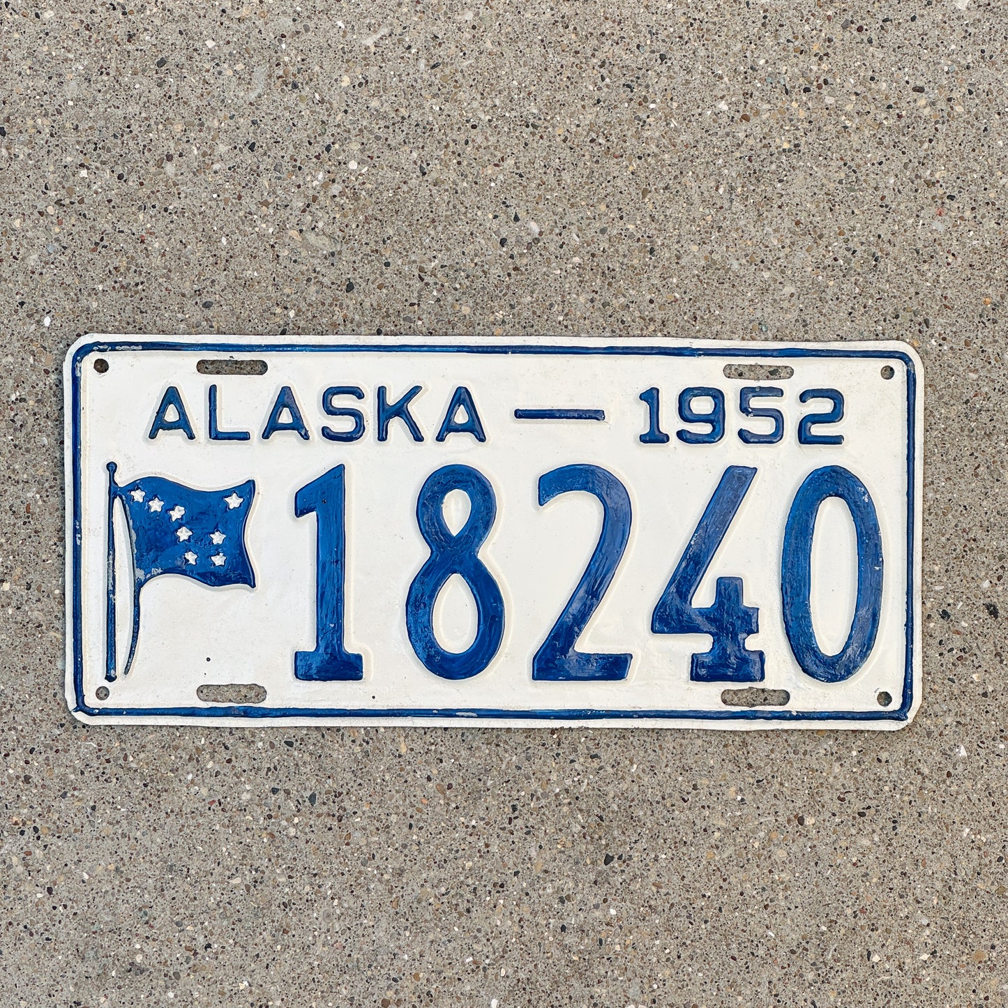 Photo of a 1952 Alaska License Plate Auto Tag Garage Decor Vintage 18240 with original patina