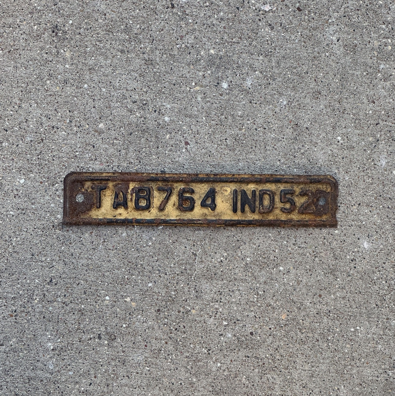 Photo of a 1952 Indiana TAB License Plate Auto Tag Garage Decor 764