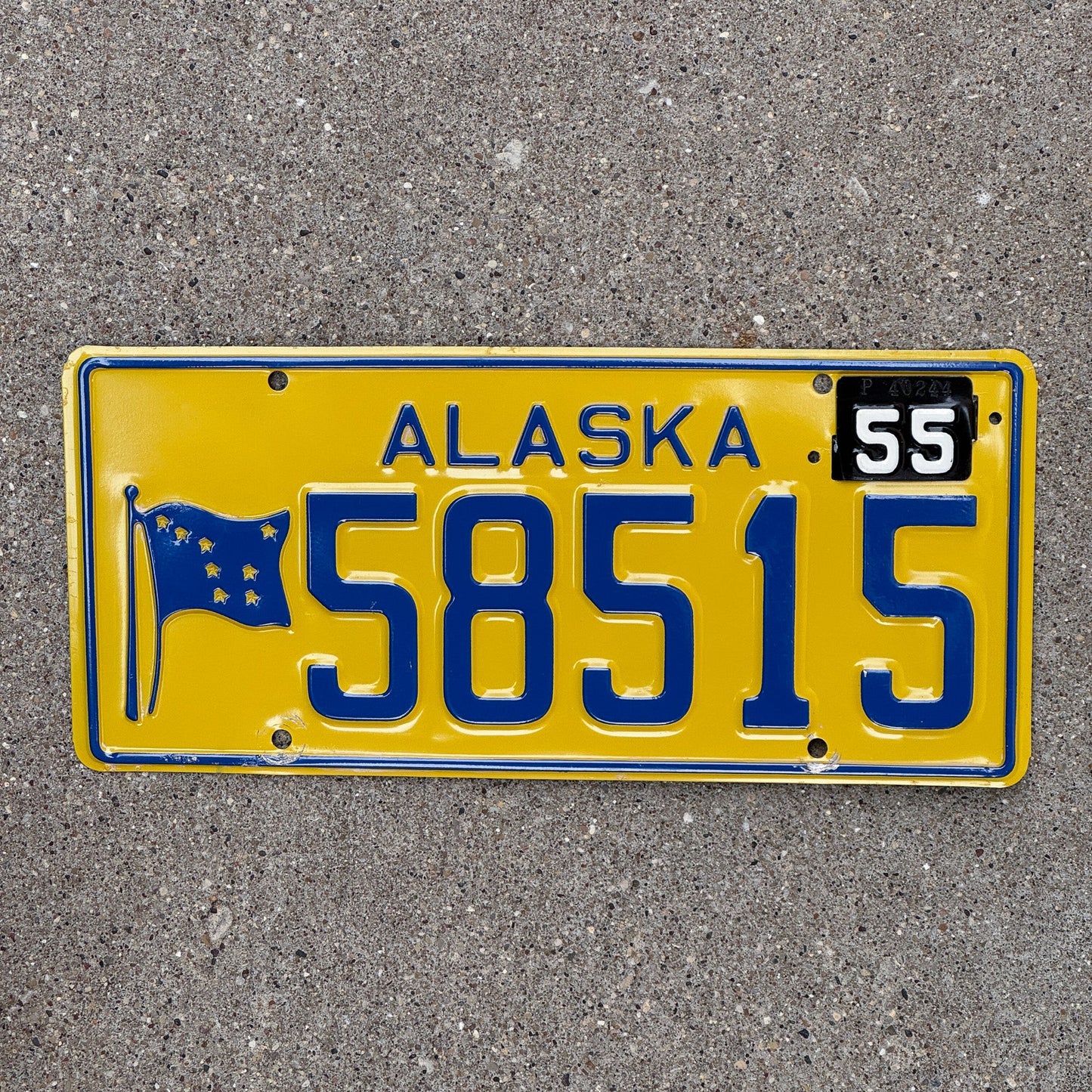 Photo of a 1953 1955 Alaska License Plate Auto Tag Garage Decor Vintage High Quality 58515 with original patina