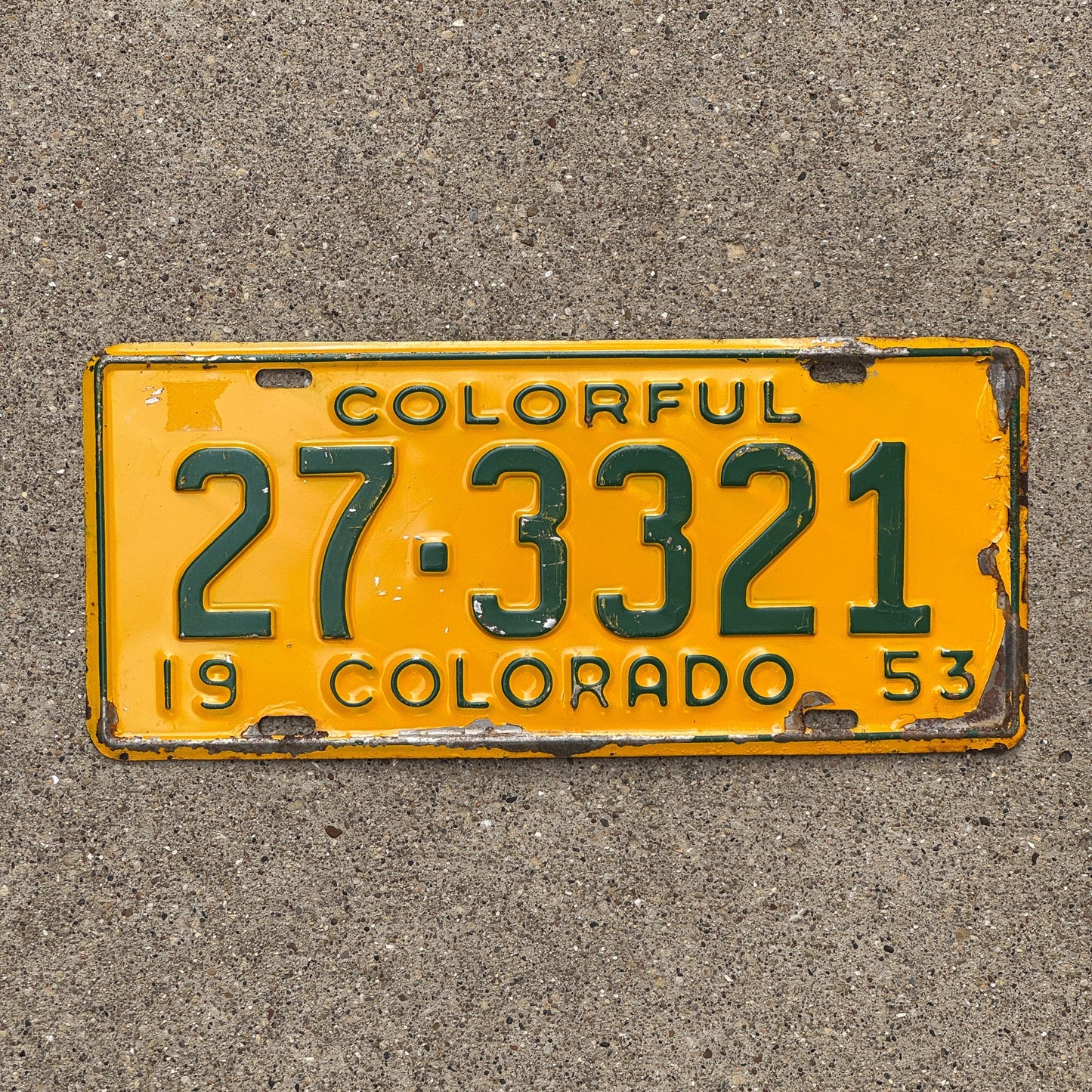 Photo of a 1953 Colorado License Plate Auto Tag Garage Decor Vintage 27 3321