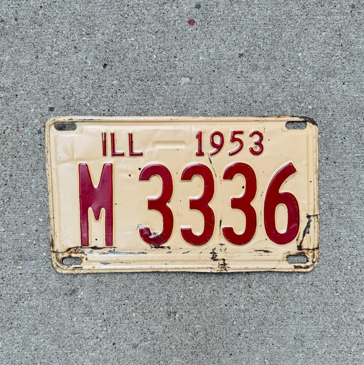 Photo of a 1953 Illinois MUNICIPAL License Plate Auto Tag Garage Decor Vintage License Plate Auto Tag Garage Decor M 333 6