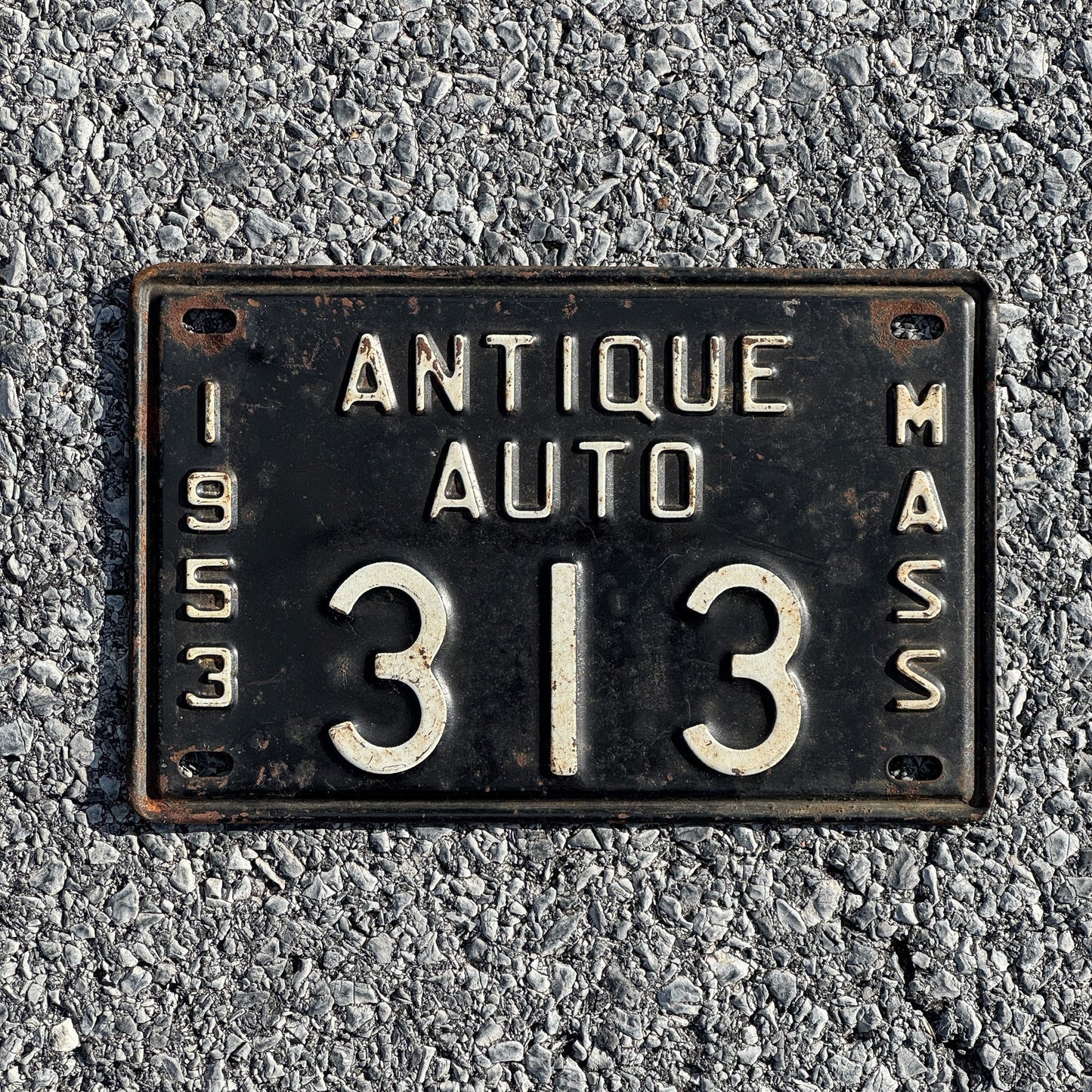 Photo of a 1953 Massachusetts Antique Auto License Plate Auto Tag Garage Decor Vintage Historic Vehicle 313