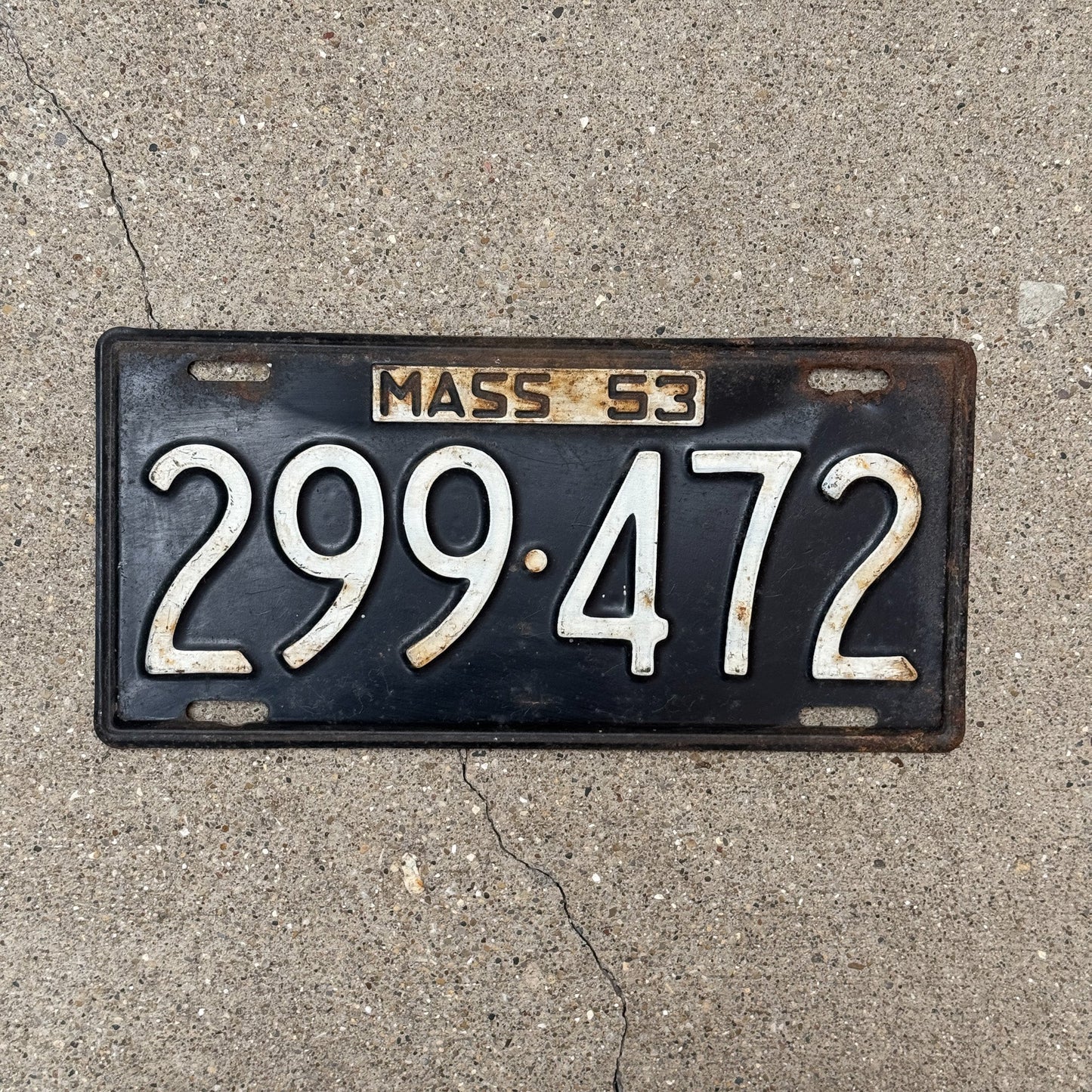 Photo of a 1953 Massachusetts License Plate Auto Tag Garage Decor Vintage 299 472