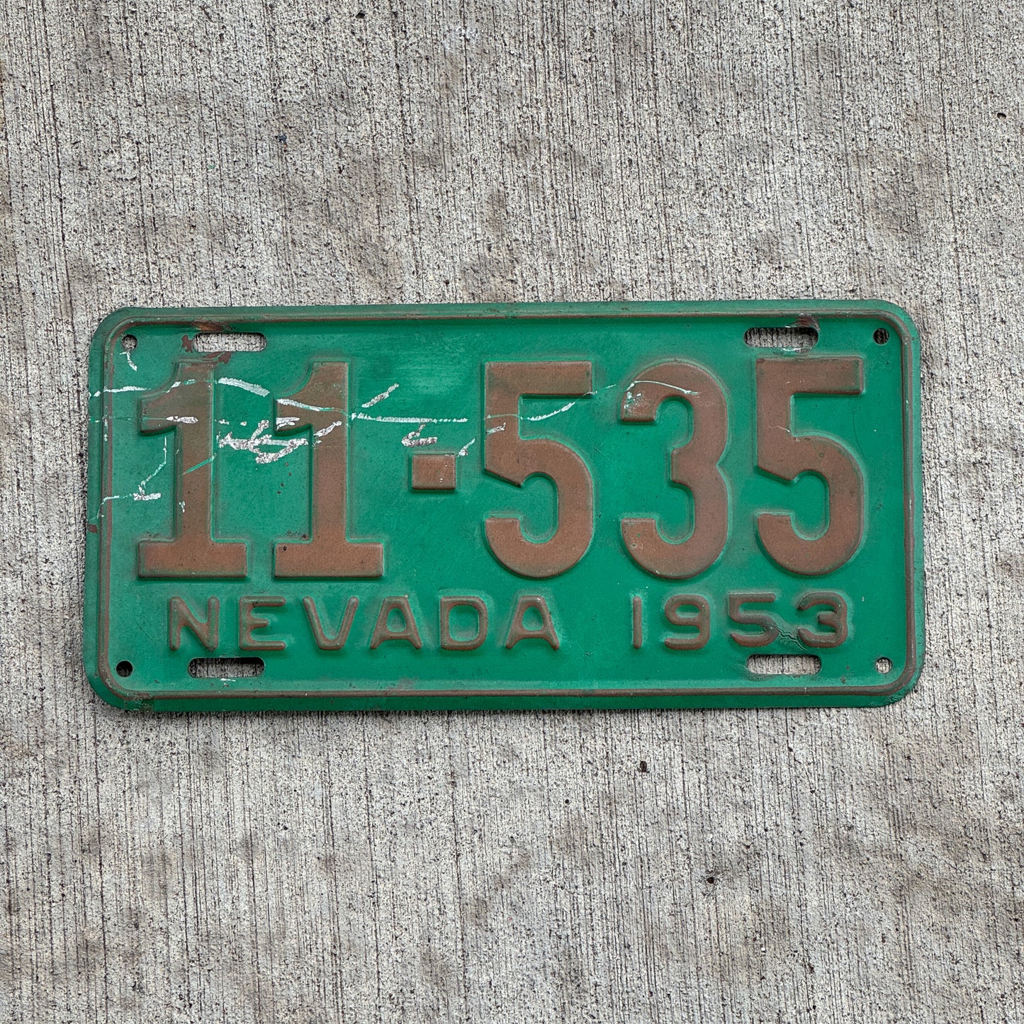 Photo of a 1953 Nevada License Plate Auto Tag Garage Decor Vintage 11 535 with original patina