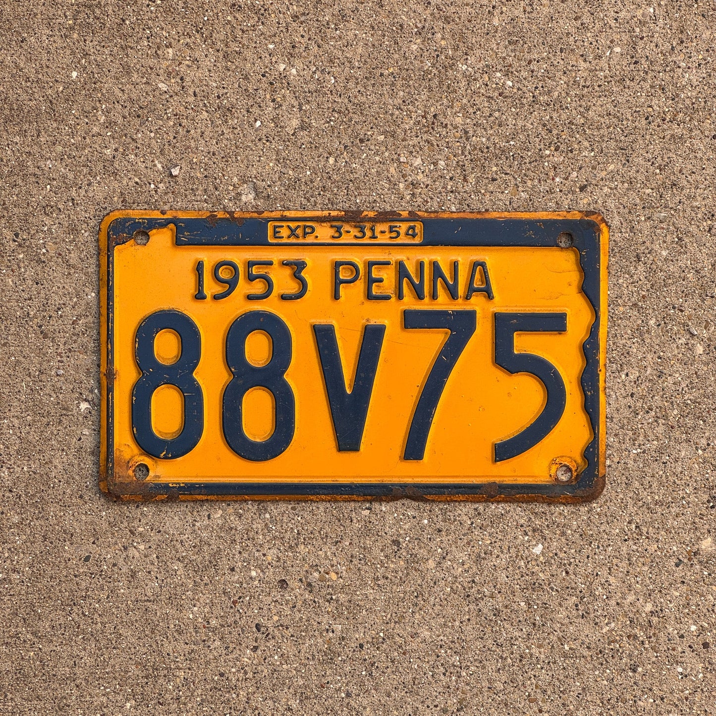Photo of a 1953 Pennsylvania License Plate Auto Tag Garage Decor Vintage 88 V 75