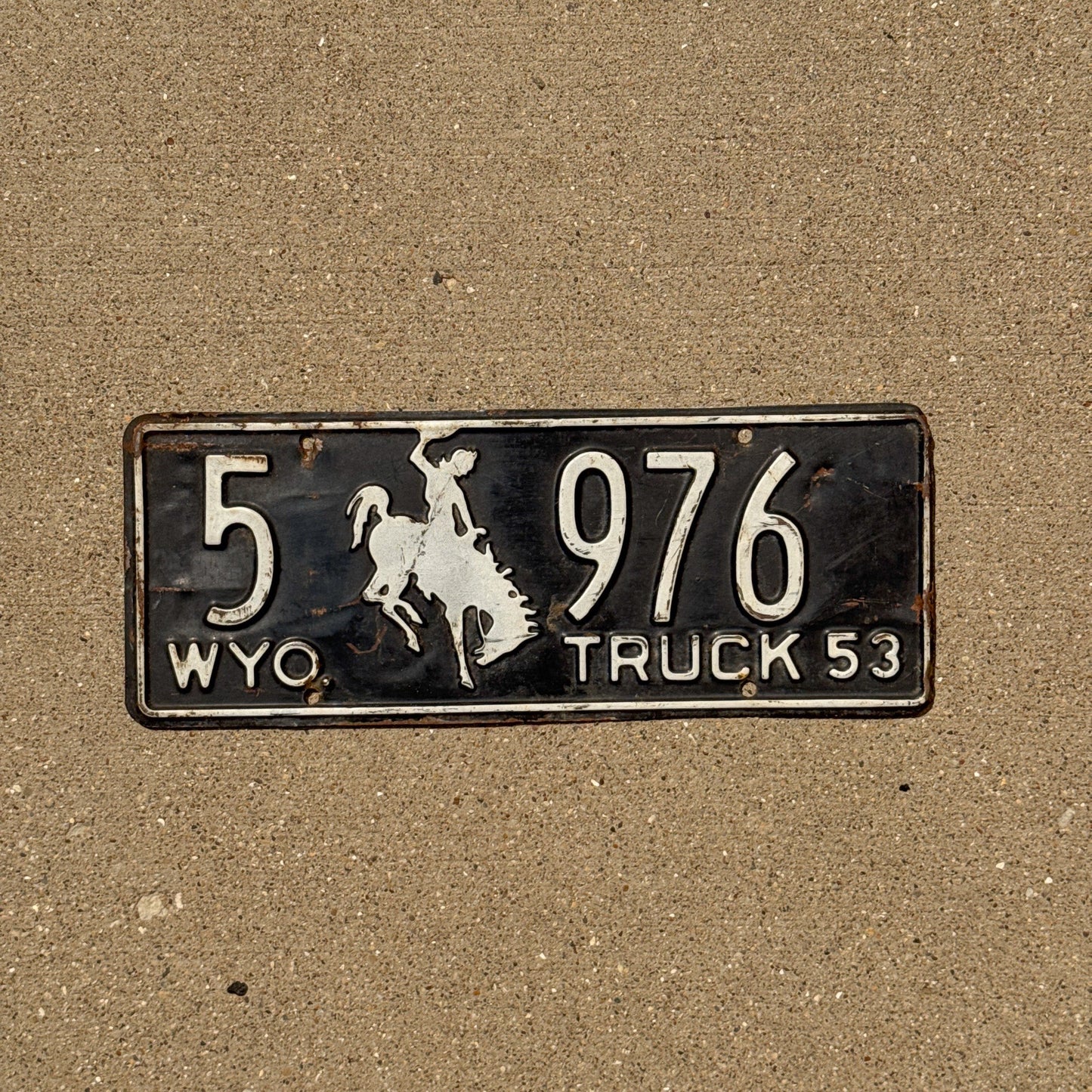 Photo of a 1953 Wyoming Truck License Plate Auto Tag Garage Decor Vintage Bronco Cowboy 5 976