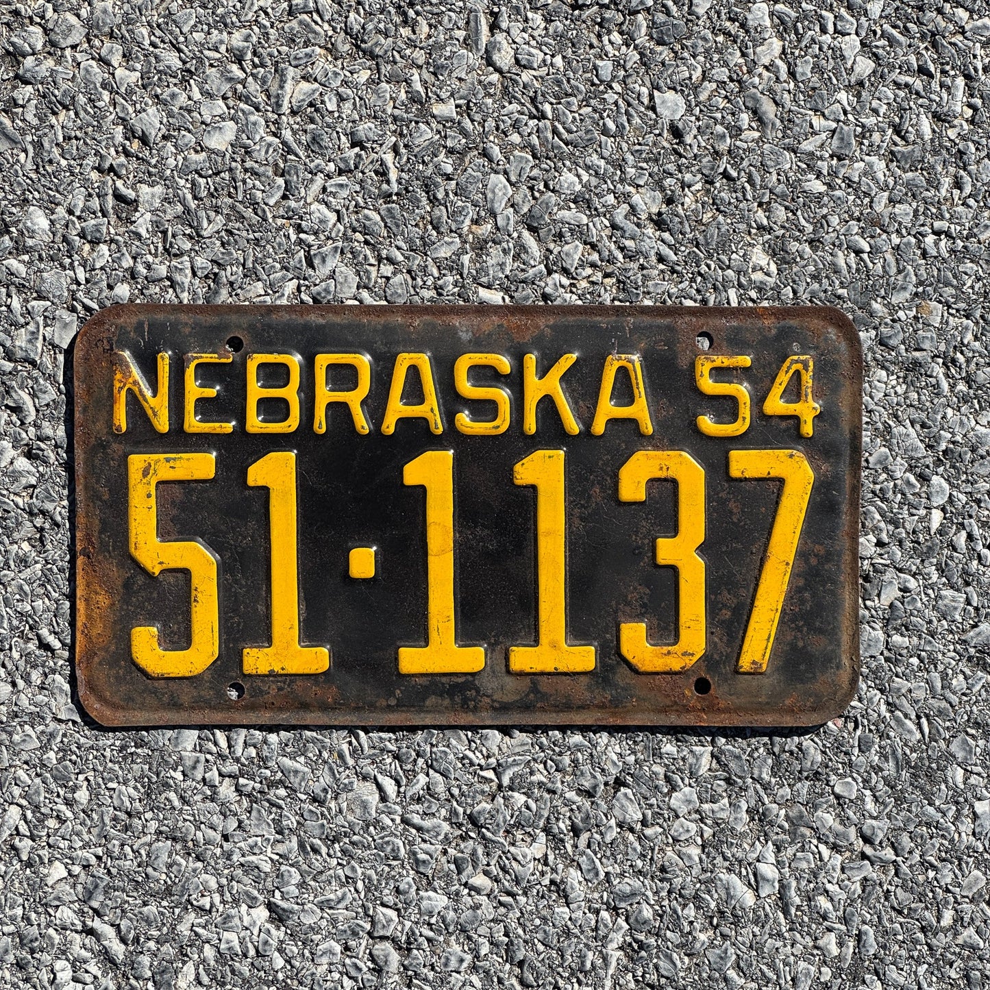 Photo of a 1954 Nebraska License Plate Auto Tag Garage Decor Vintage 51 1137