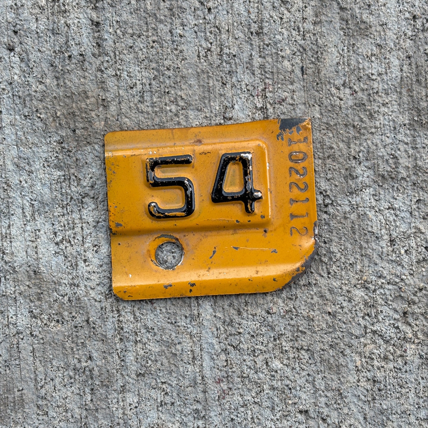 Photo of a 1954 New York Tab License Plate Auto Tag Garage Decor Vintage 1022112 with original patina