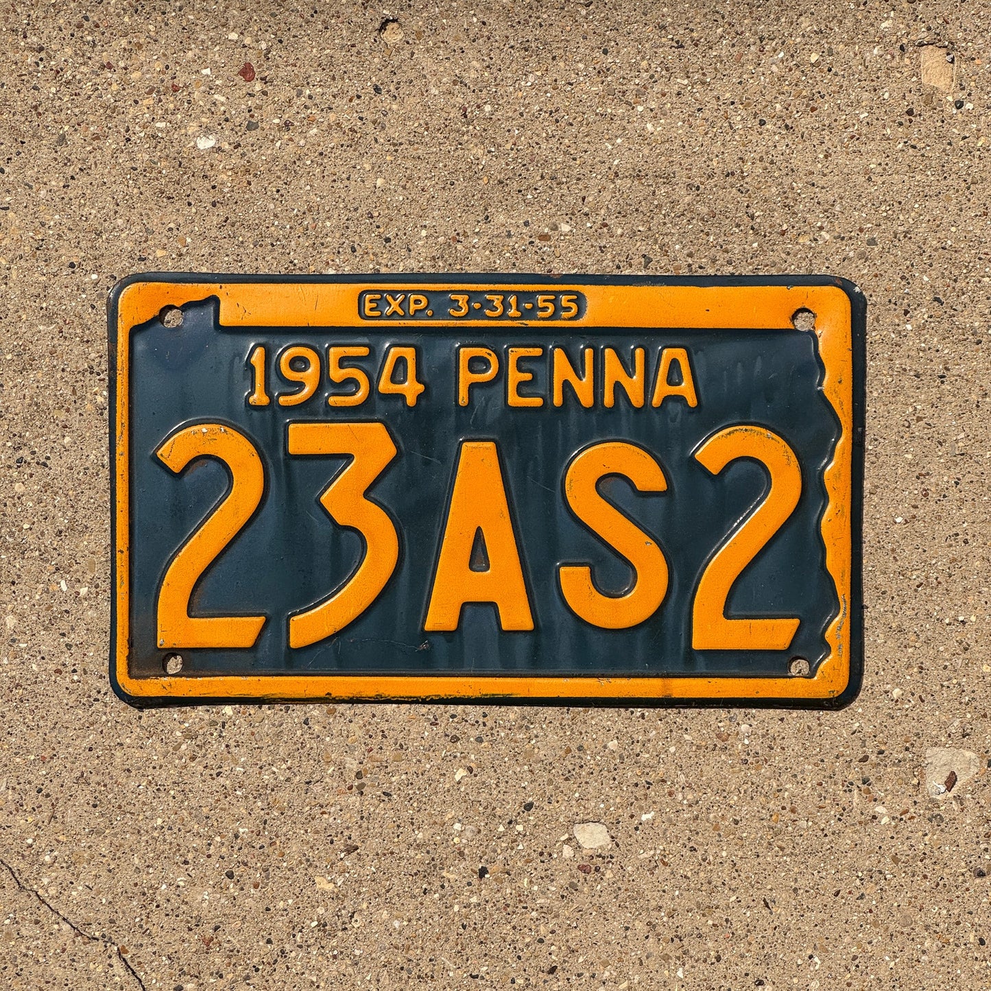Photo of a 1954 Pennsylvania License Plate Auto Tag Garage Decor Vintage 23 AS 2