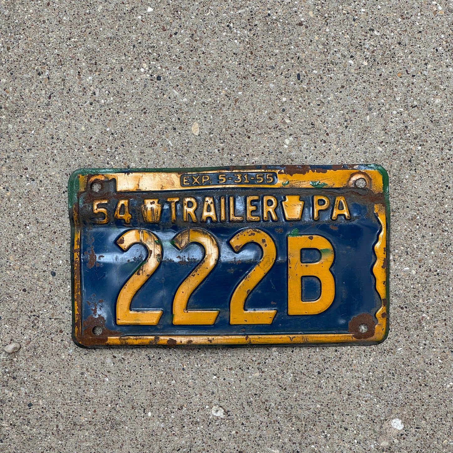 Photo of a 1954 Pennsylvania License Plate Auto Tag Garage Decor Vintage Repeat Repeating 222 B