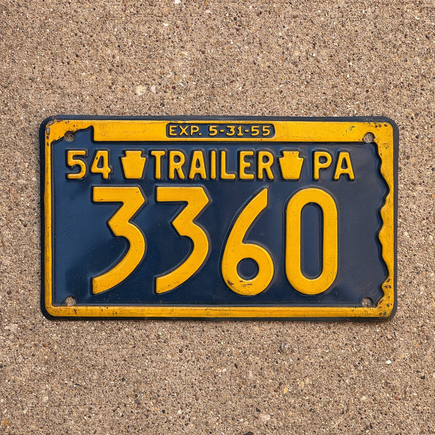 Photo of a 1954 Pennsylvania TRAILER License Plate Auto Tag Garage Decor Vintage 3360