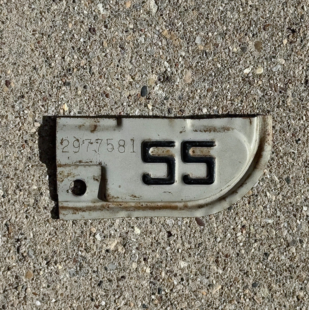 Photo of a 1955 California Tab License Plate Auto Tag Garage Decor Vintage 2977581 with original patina