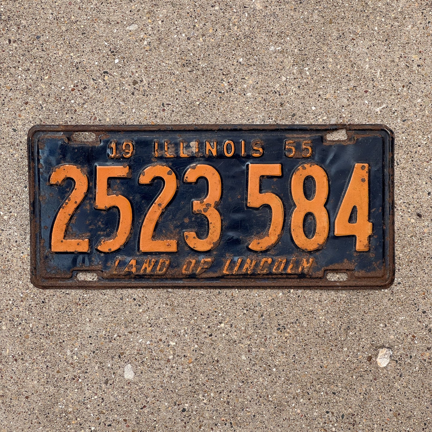 Photo of a 1955 Illinois License Plate Auto Tag Garage Decor Vintage 2523 584