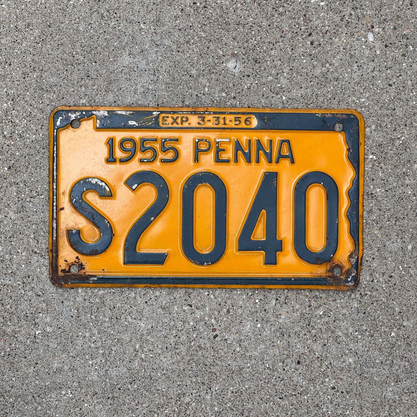 Photo of a 1955 Pennsylvania License Plate Auto Tag Garage Decor Vintage S 2040