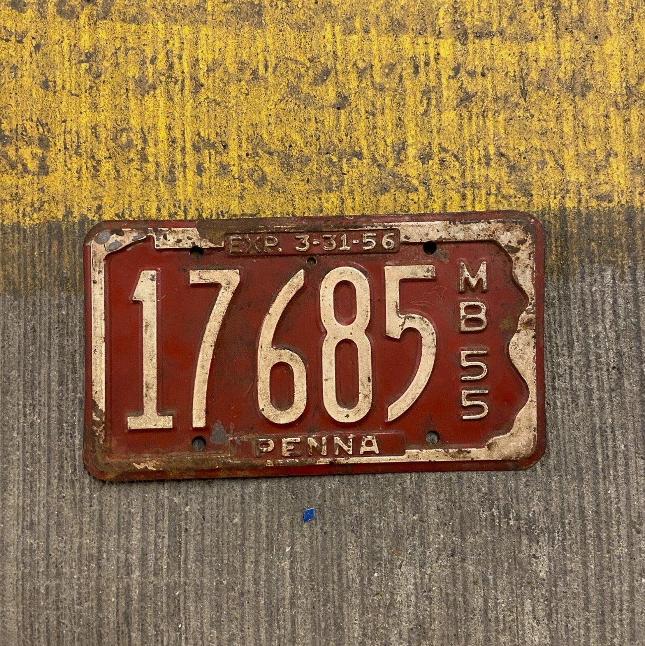 Photo of a 1955 Pennsylvania Motor Boat License Plate Auto Tag Garage Decor Vintage 17685