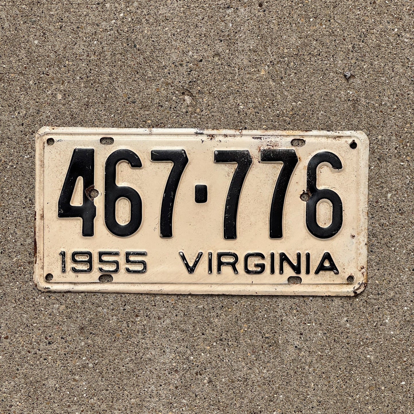 Photo of a 1955 Virginia License Plate Auto Tag Garage Decor Vintage 777 Repeat Repeating 467 776